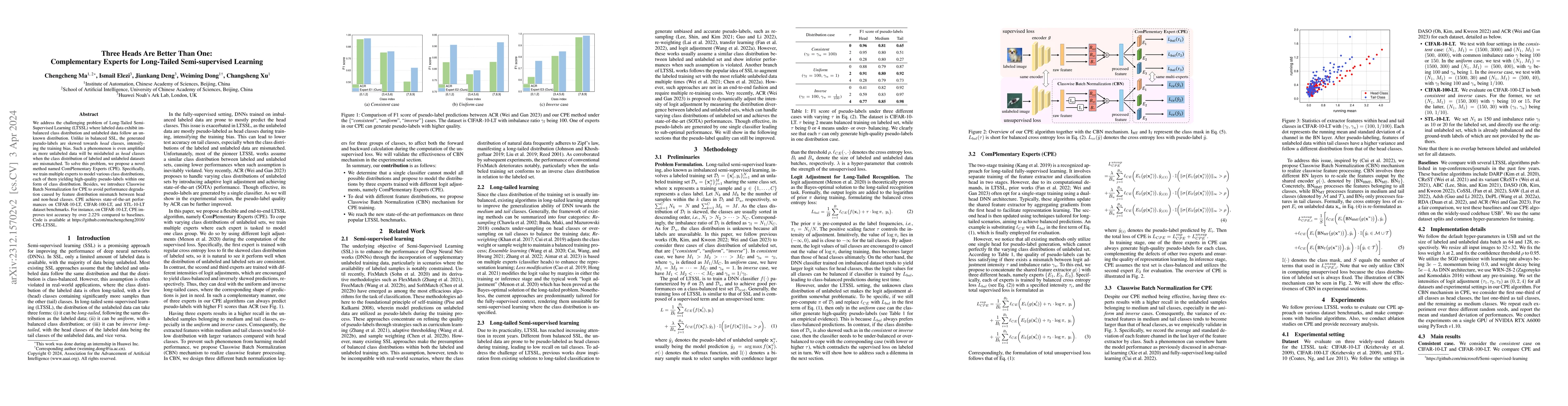 Thumbnail for Three Heads Are Better Than One: Complementary Experts for Long-Tailed
  Semi-supervised Learning