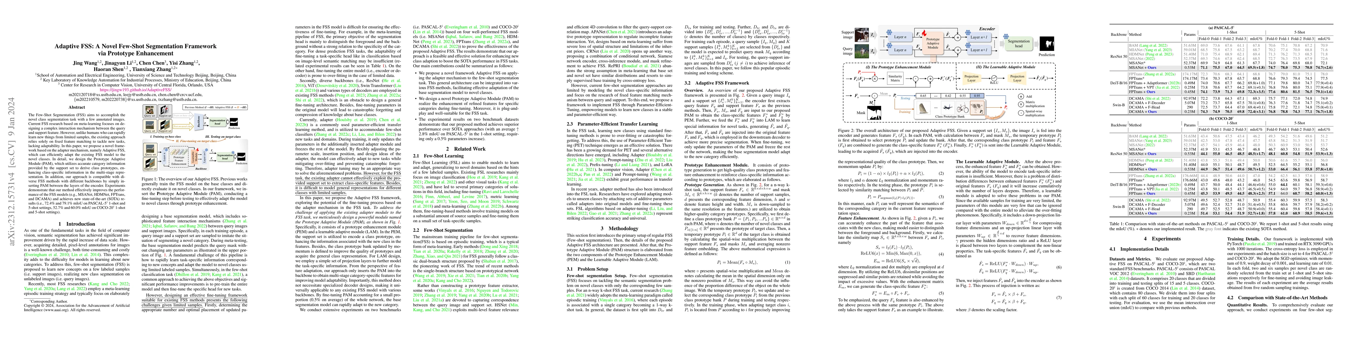 Thumbnail for Adaptive FSS: A Novel Few-Shot Segmentation Framework via Prototype
  Enhancement
