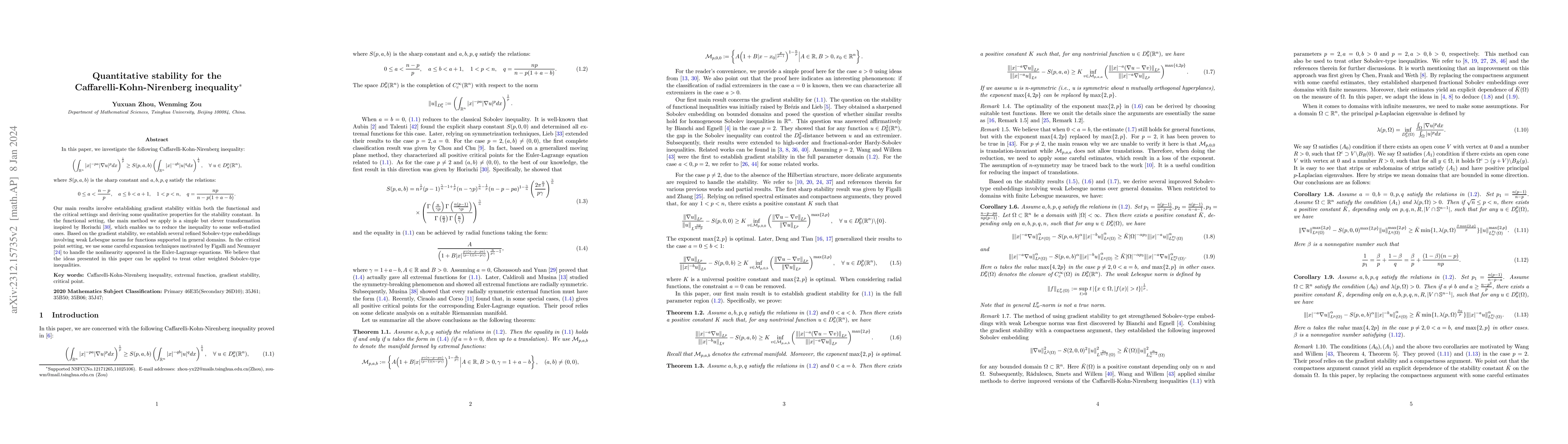 Thumbnail for Quantitative stability for the Caffarelli-Kohn-Nirenberg inequality