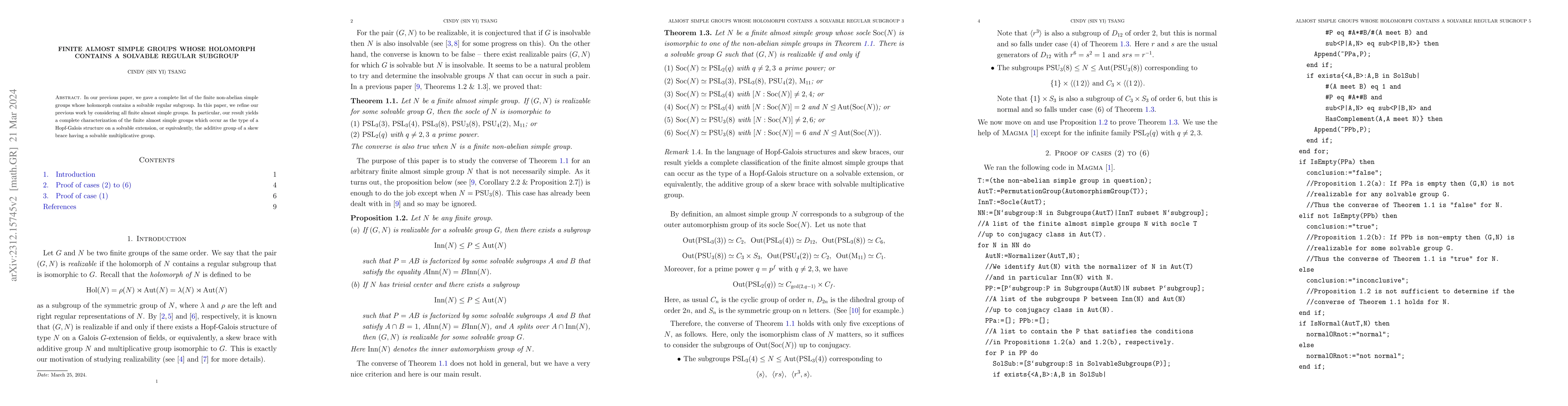 Thumbnail for Finite almost simple groups whose holomorph contains a solvable regular
  subgroup