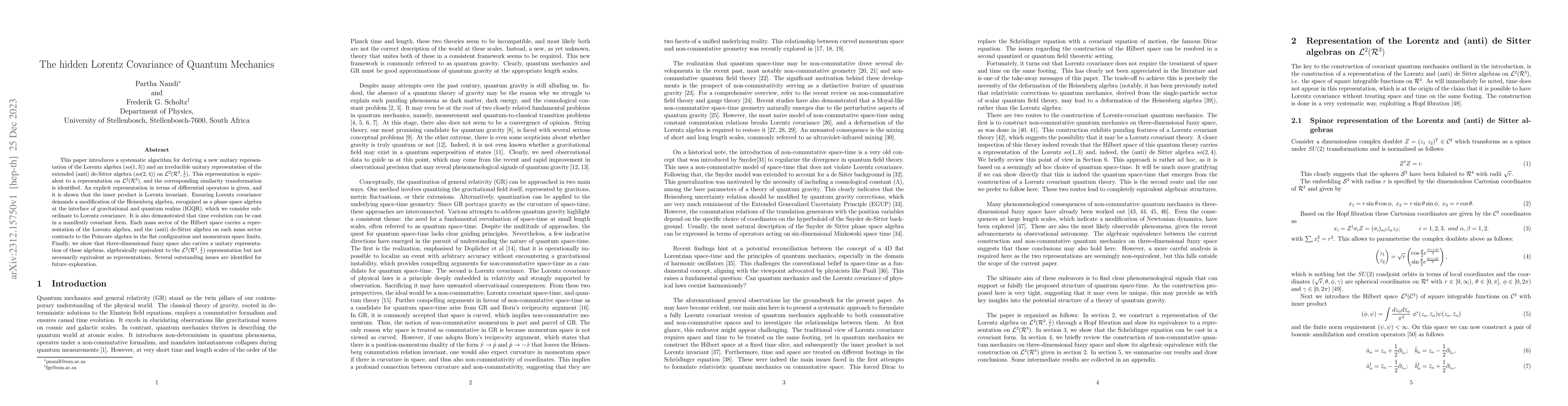 Thumbnail for The hidden Lorentz Covariance of Quantum Mechanics