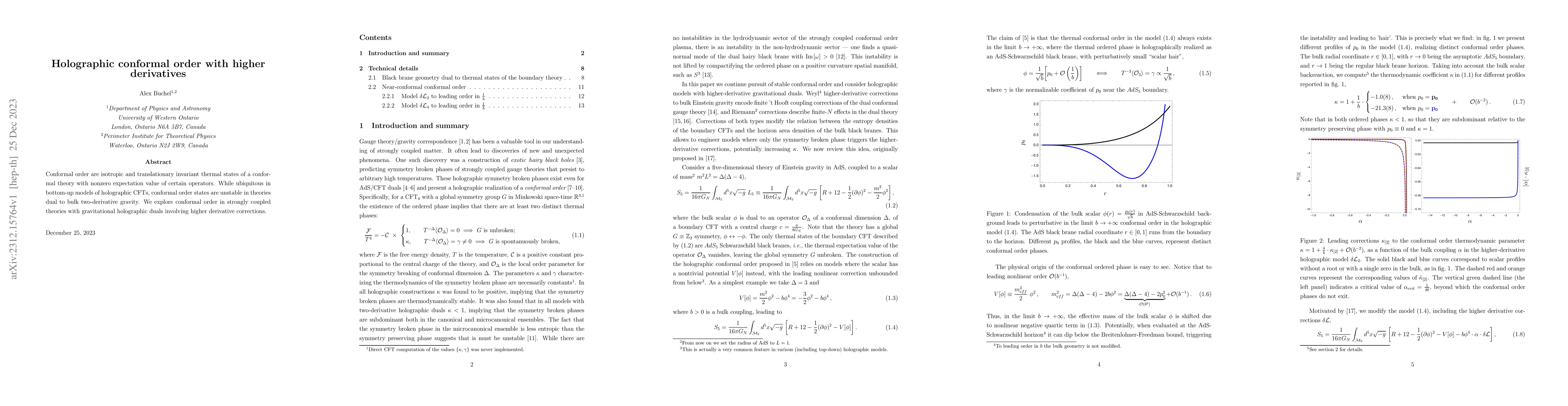 Thumbnail for Holographic conformal order with higher derivatives