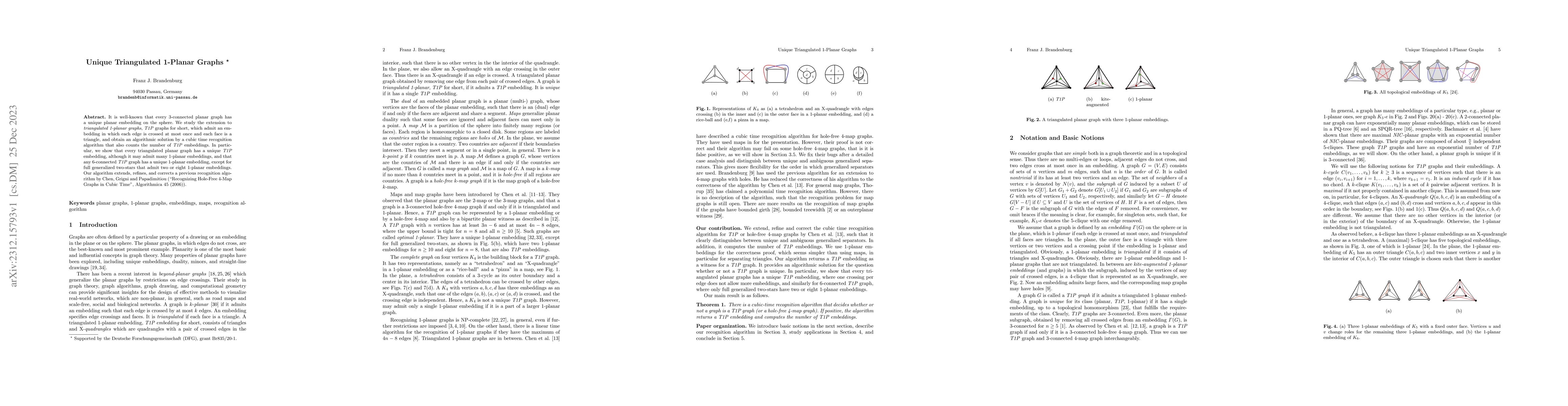 Thumbnail for Unique Triangulated 1-Planar Graphs