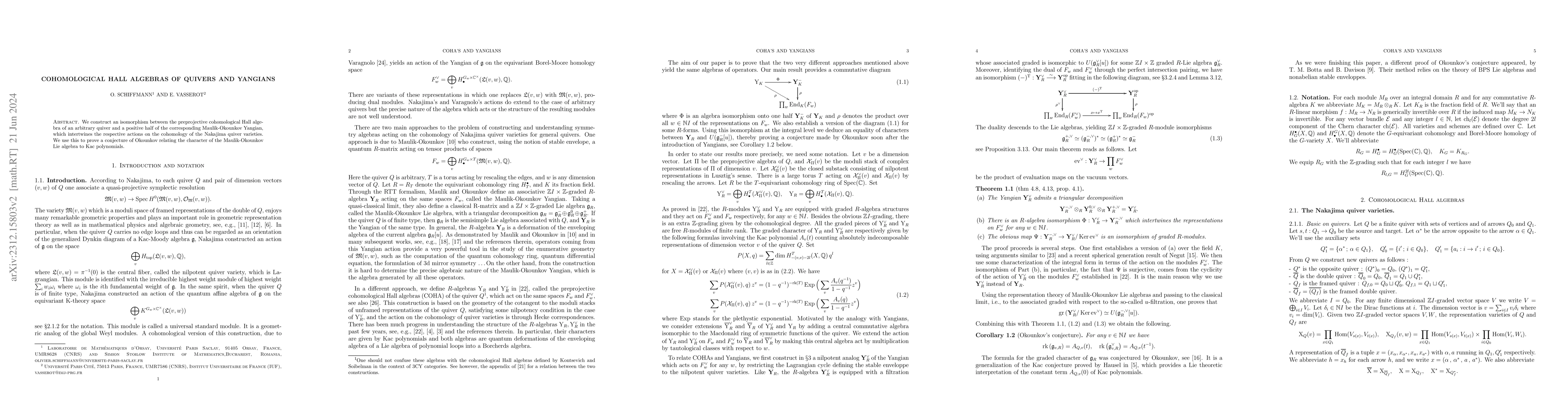 Thumbnail for Cohomological Hall algebras of quivers and Yangians