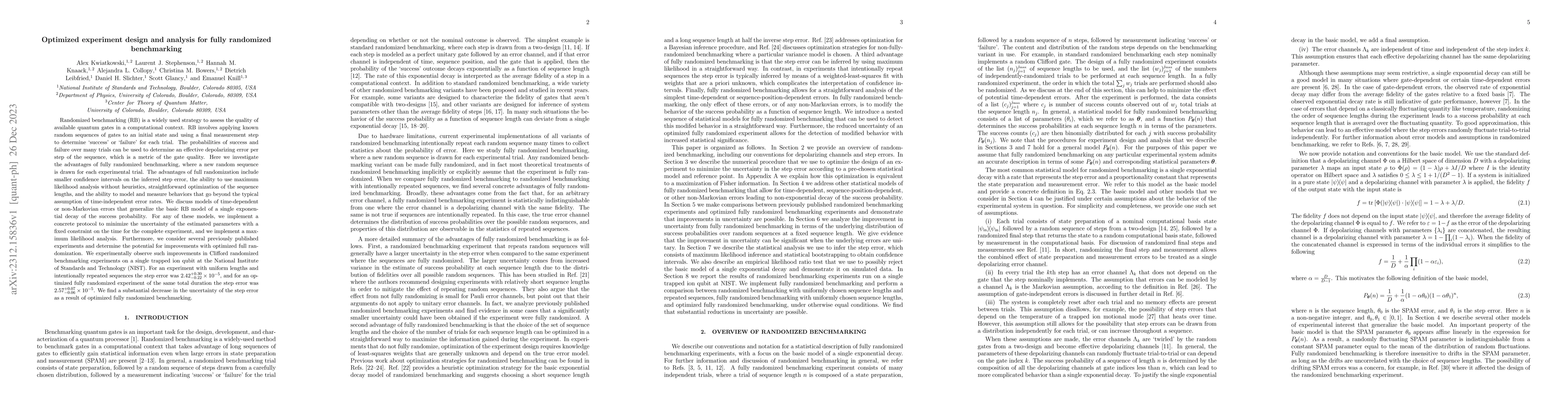 Thumbnail for Optimized experiment design and analysis for fully randomized
  benchmarking