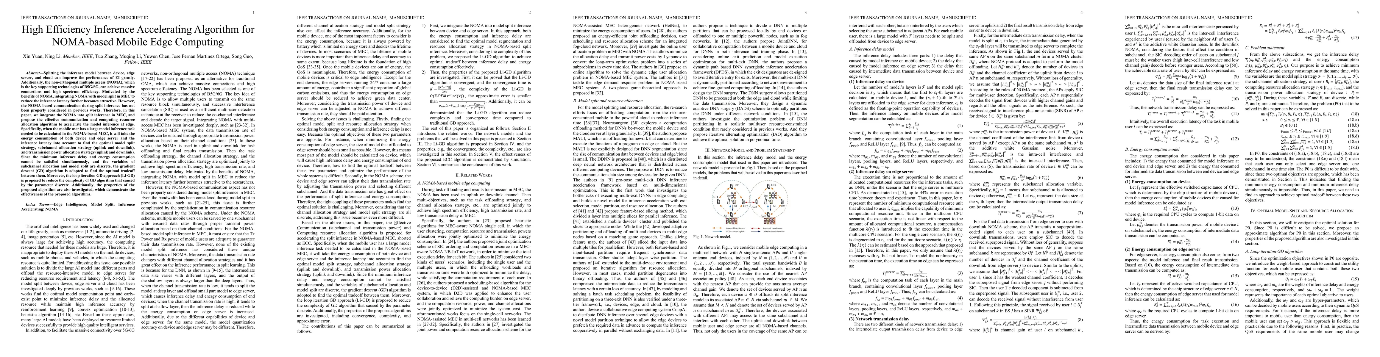 Thumbnail for High Efficiency Inference Accelerating Algorithm for NOMA-based Mobile
  Edge Computing
