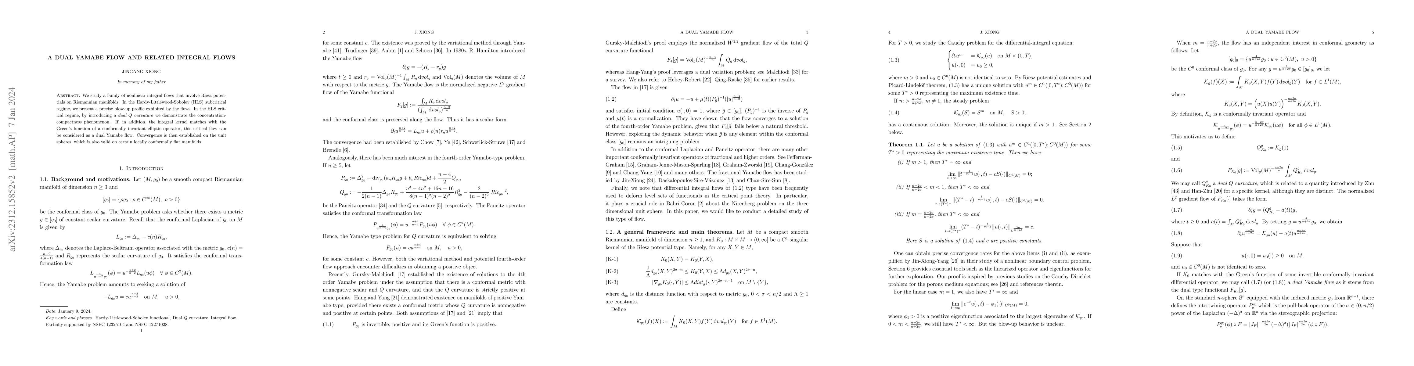 Thumbnail for A dual Yamabe flow and related integral flows