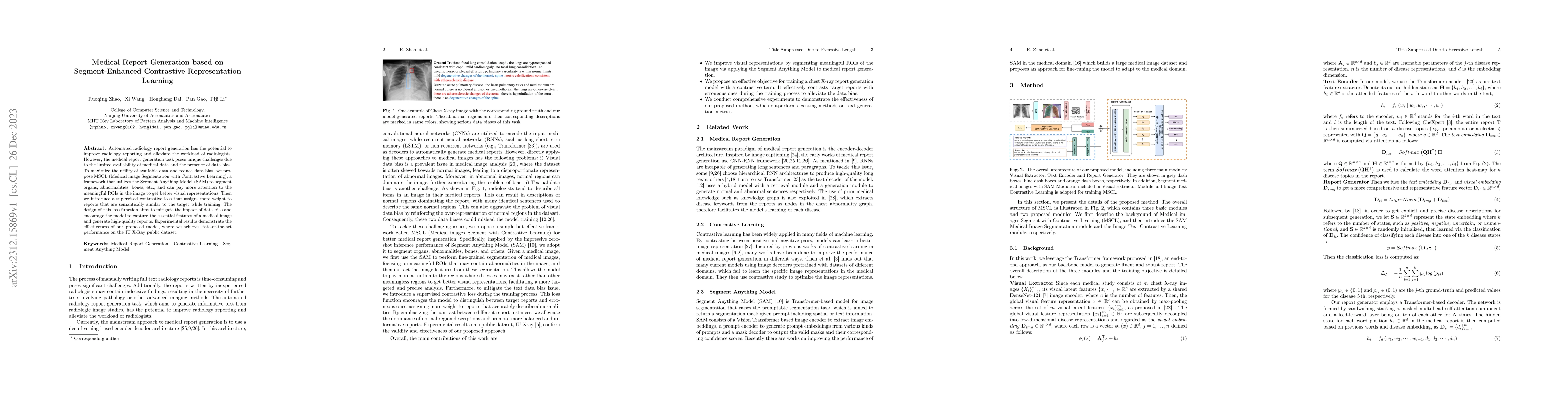 Thumbnail for Medical Report Generation based on Segment-Enhanced Contrastive
  Representation Learning