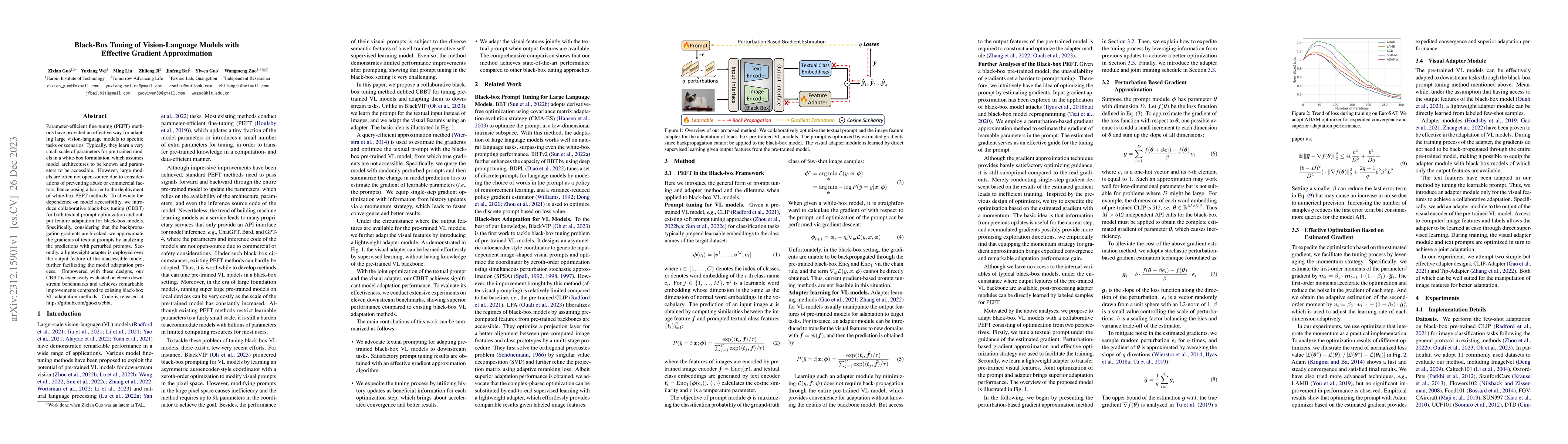Thumbnail for Black-Box Tuning of Vision-Language Models with Effective Gradient
  Approximation