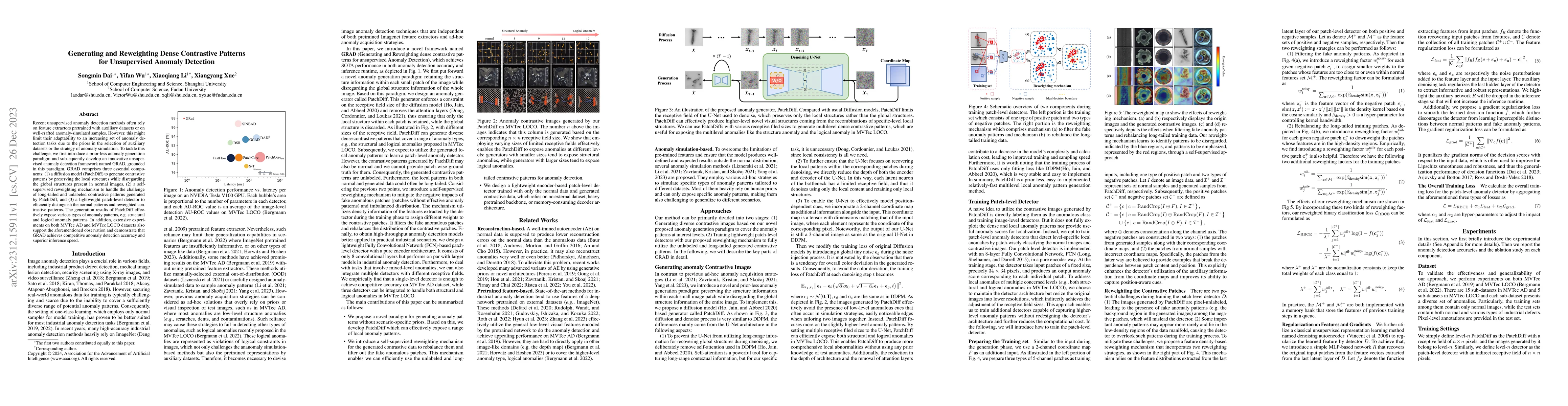 Thumbnail for Generating and Reweighting Dense Contrastive Patterns for Unsupervised
  Anomaly Detection
