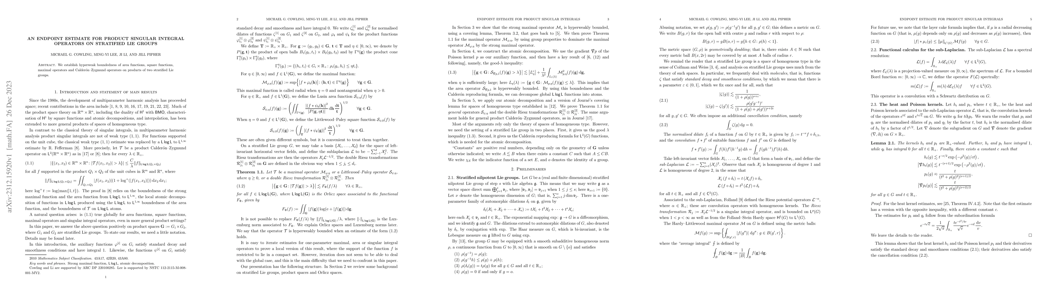 Thumbnail for An endpoint estimate for product singular integral operators on
  stratified Lie groups