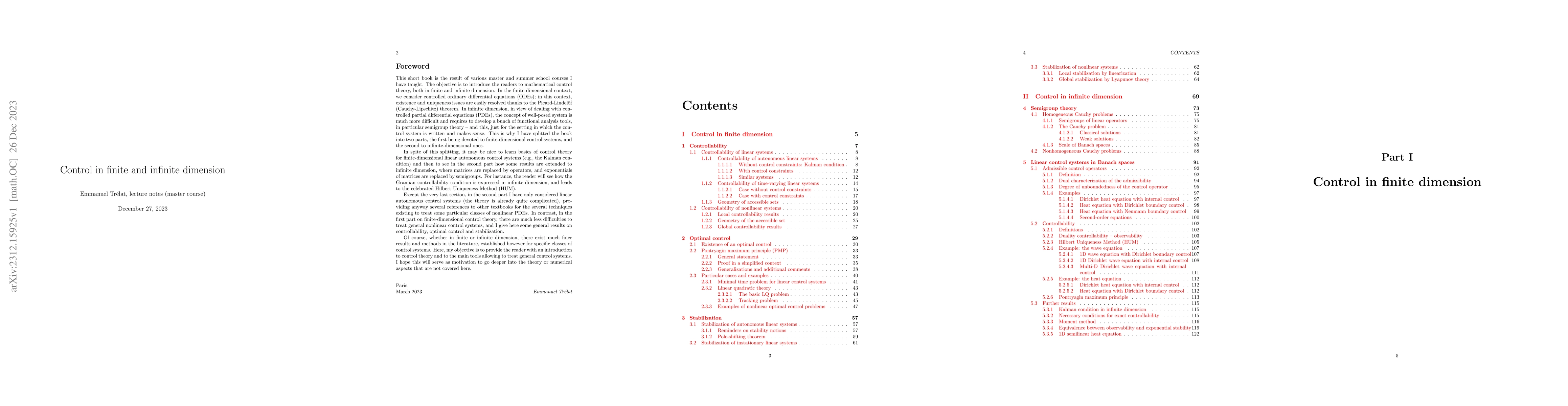 Thumbnail for Control in finite and infinite dimension