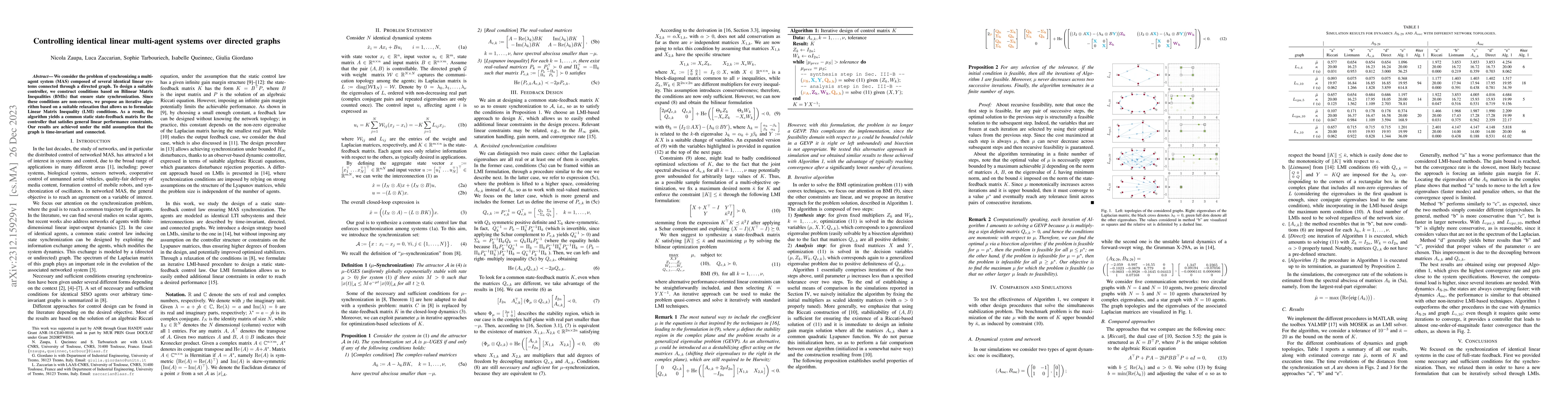 Thumbnail for Controlling identical linear multi-agent systems over directed graphs