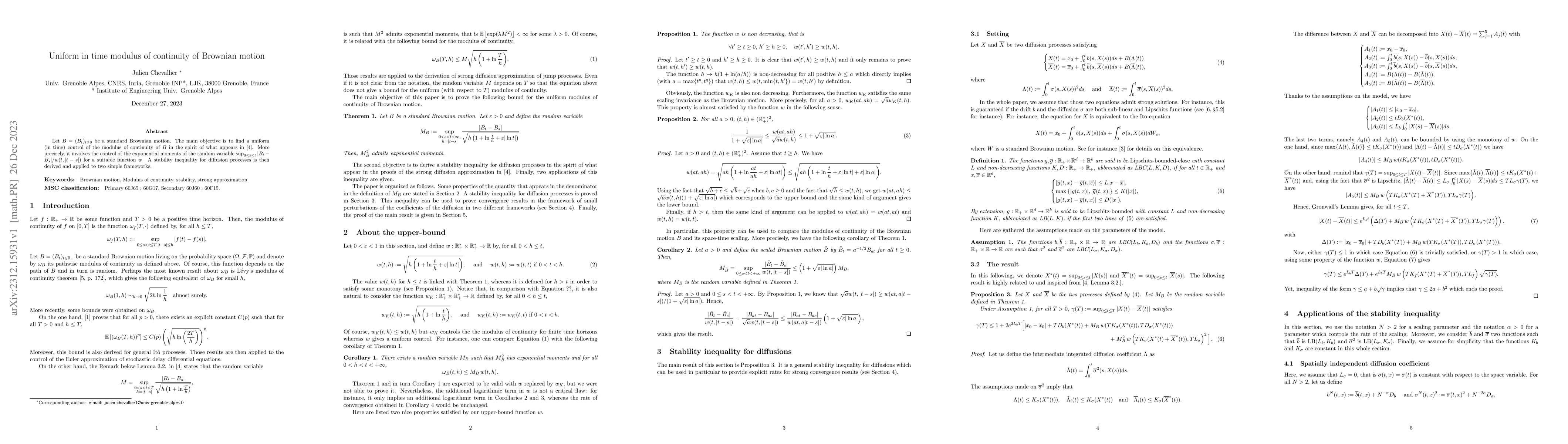 Thumbnail for Uniform in time modulus of continuity of Brownian motion