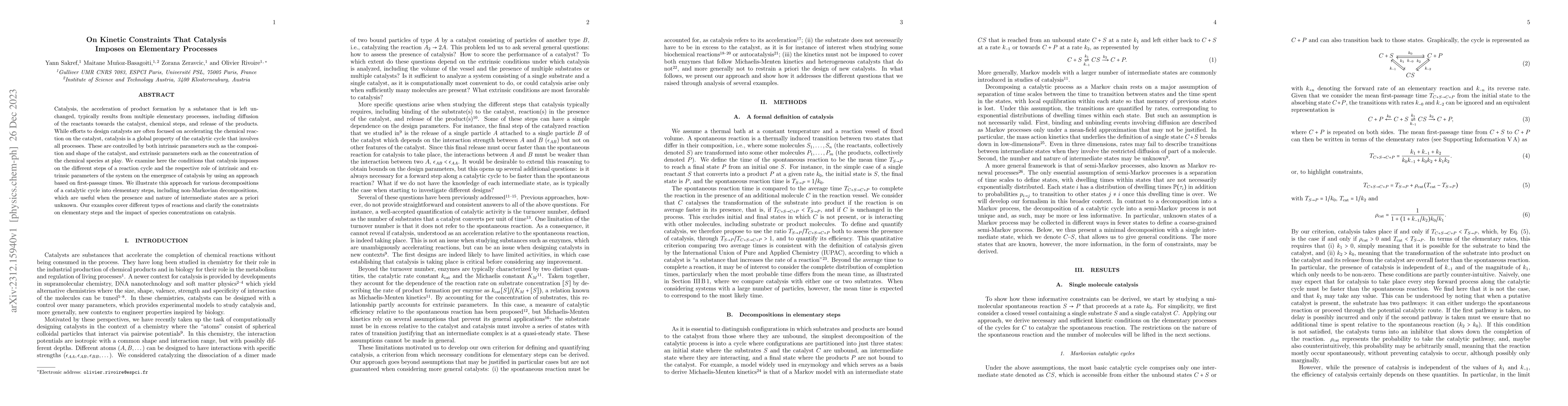 Thumbnail for On Kinetic Constraints That Catalysis Imposes on Elementary Processes