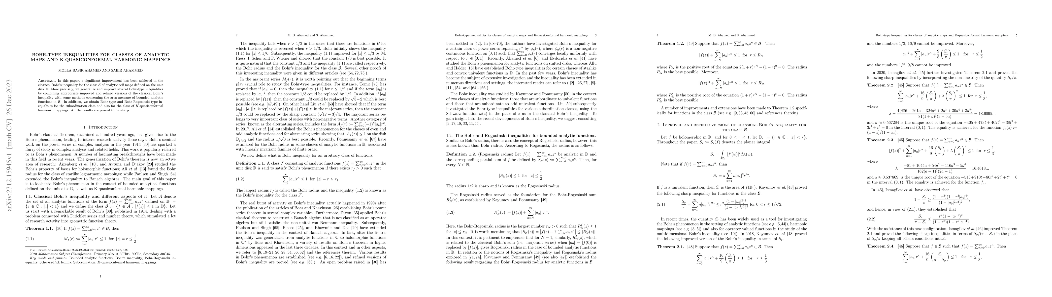 Thumbnail for Bohr-type inequalities for classes of analytic maps and K-quasiconformal
  harmonic mappings