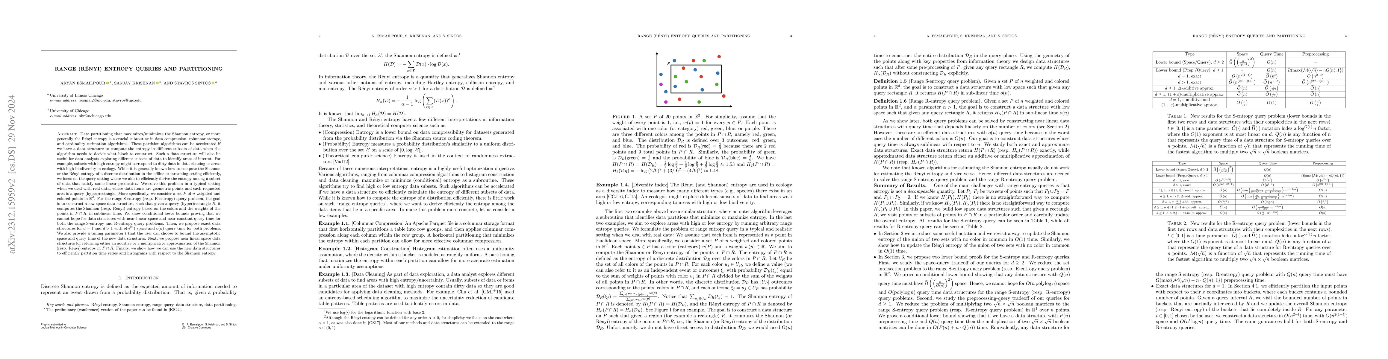 Thumbnail for Range Entropy Queries and Partitioning