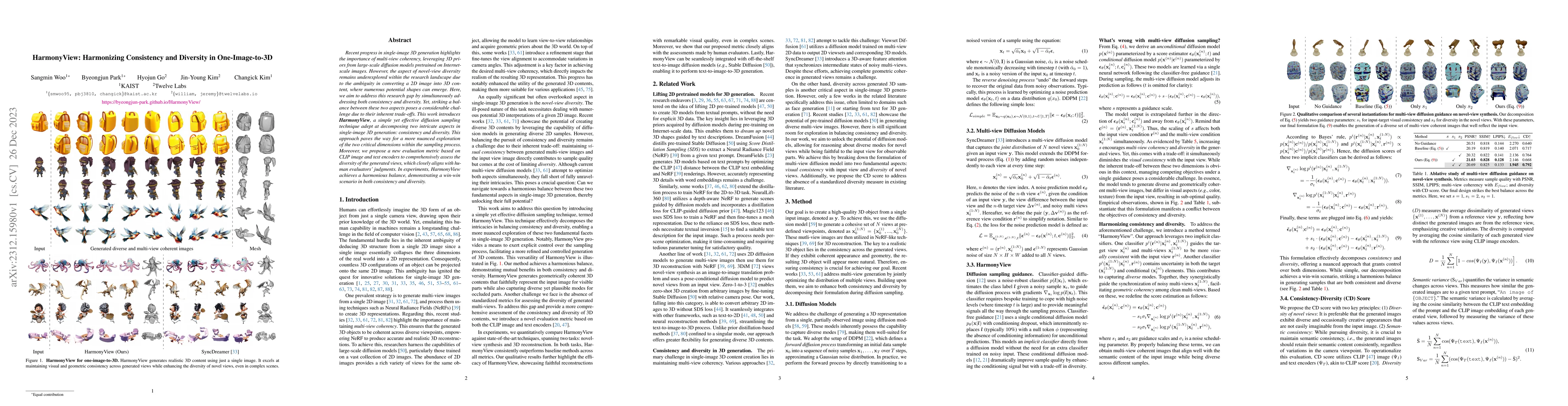 Thumbnail for HarmonyView: Harmonizing Consistency and Diversity in One-Image-to-3D