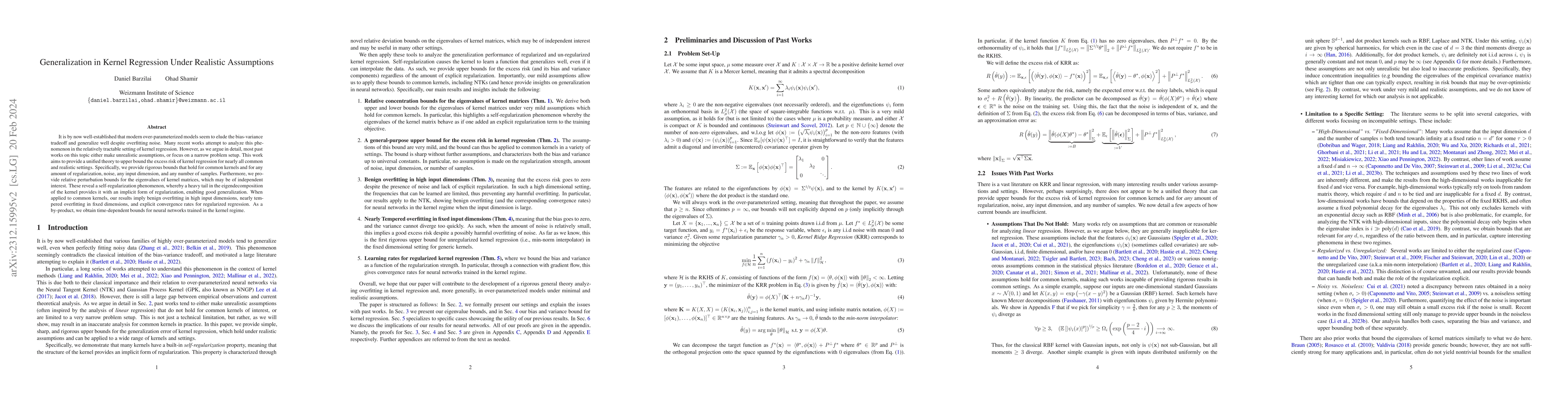 Thumbnail for Generalization in Kernel Regression Under Realistic Assumptions