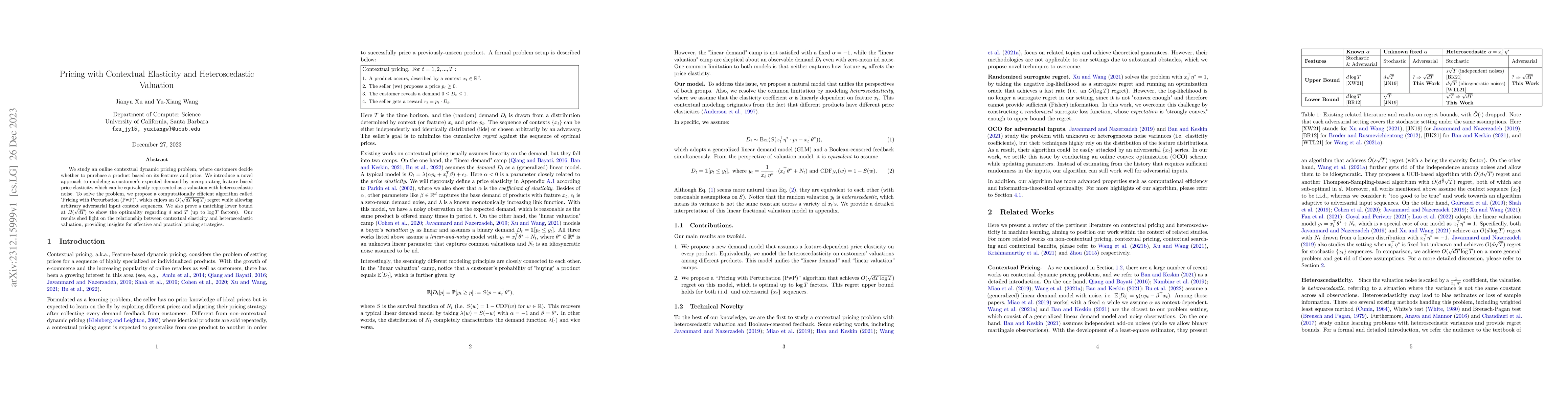 Thumbnail for Pricing with Contextual Elasticity and Heteroscedastic Valuation