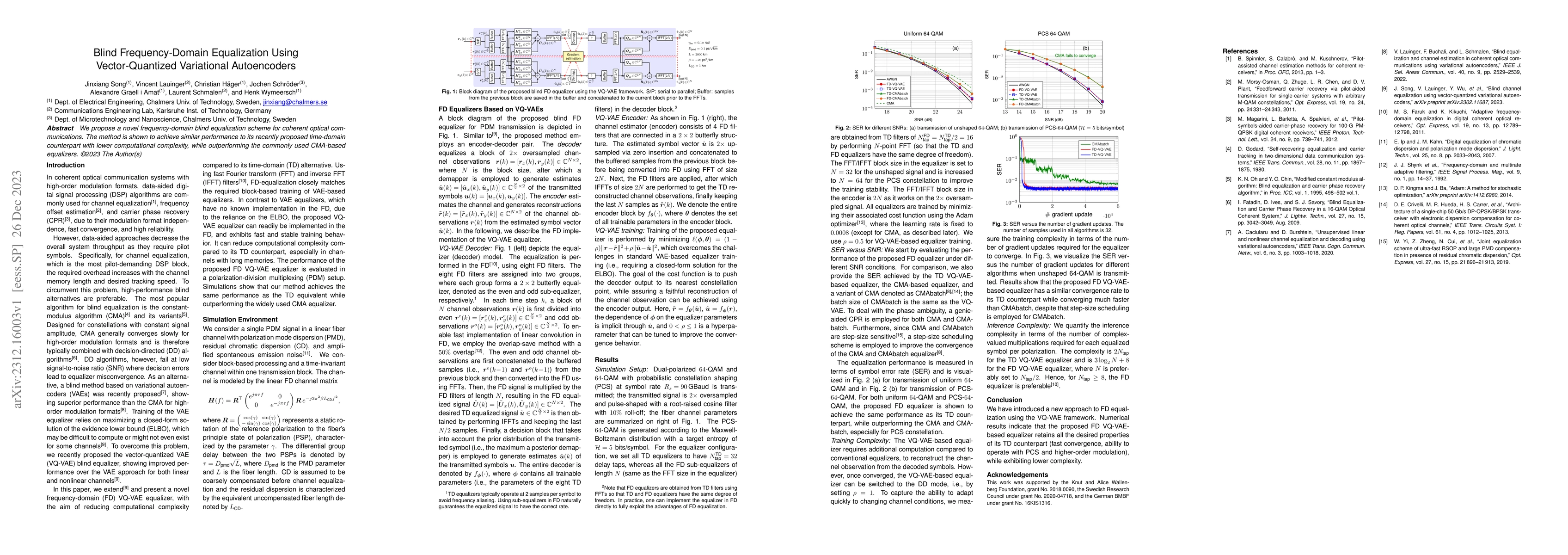 Thumbnail for Blind Frequency-Domain Equalization Using Vector-Quantized Variational
  Autoencoders