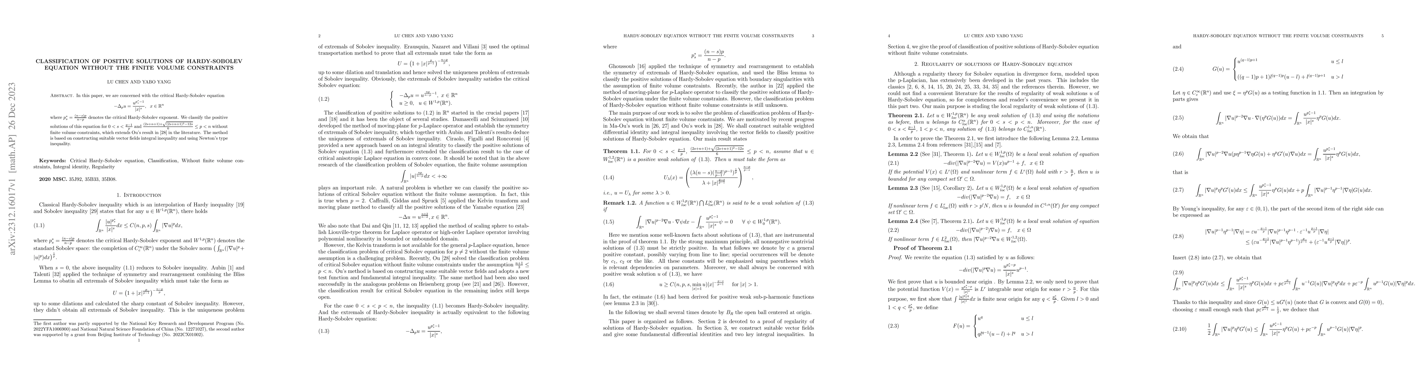 Thumbnail for Classification of positive solutions of Hardy-Sobolev equation without
  the finite volume constraints