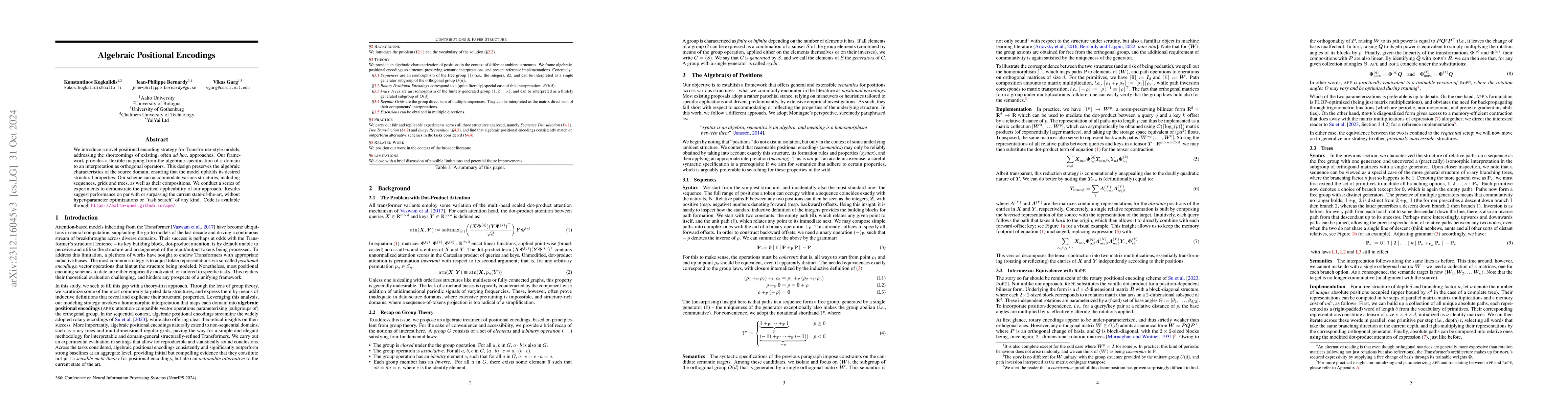 Thumbnail for Algebraic Positional Encodings