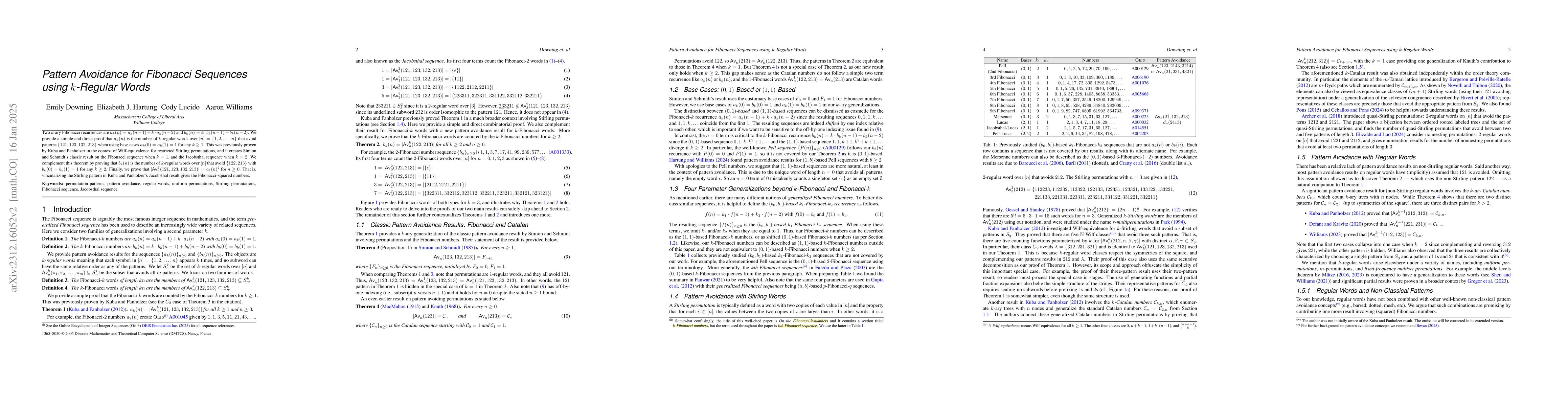 Thumbnail for Pattern Avoidance for Fibonacci Sequences using $k$-Regular Words
