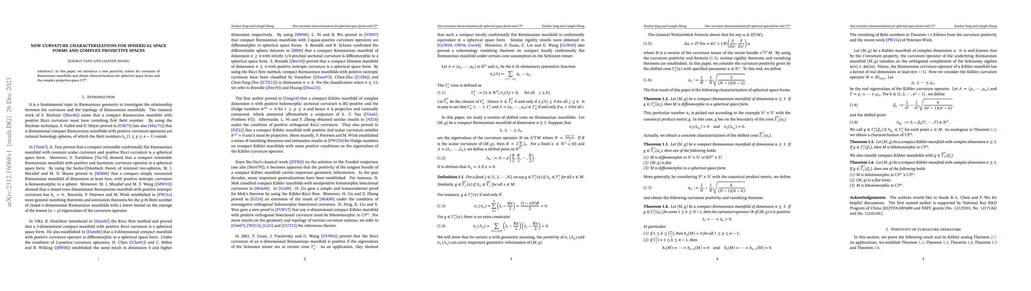 Thumbnail for New curvature characterizations for spherical space forms and complex
  projective spaces