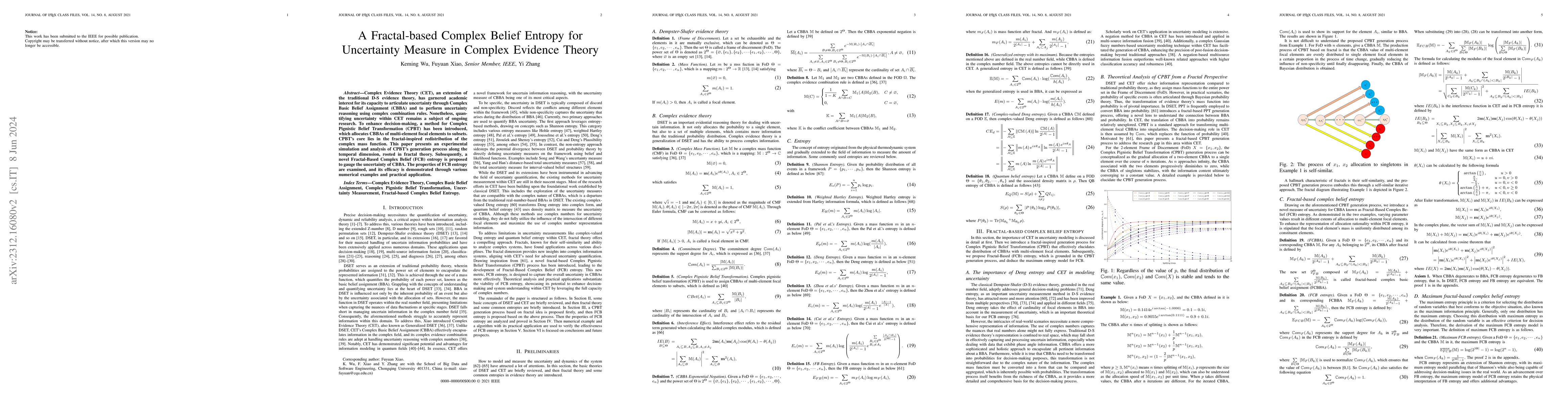 Thumbnail for A Fractal-based Complex Belief Entropy for Uncertainty Measure in
  Complex Evidence Theory