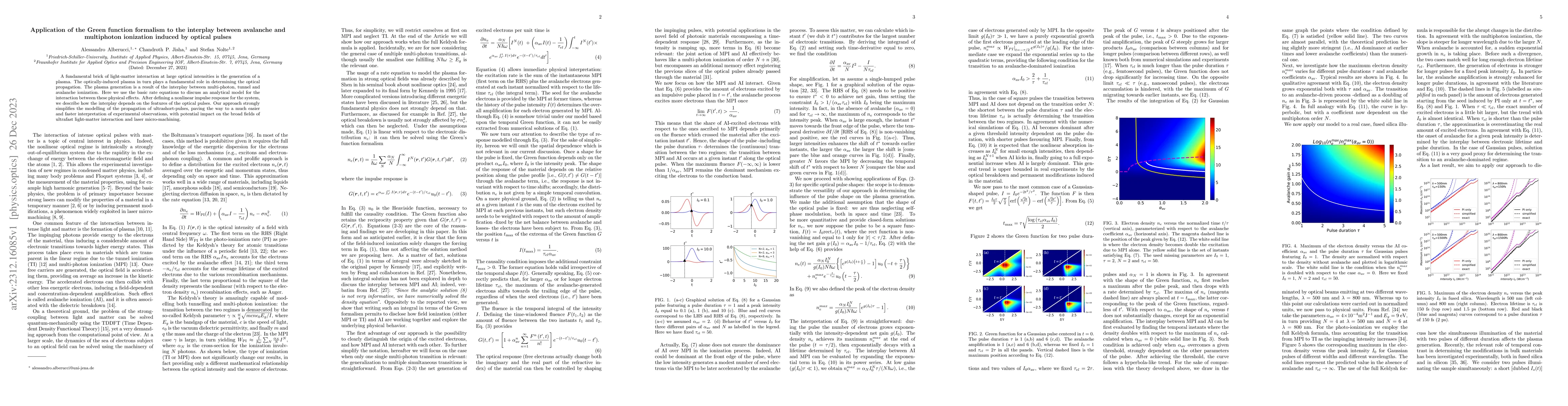 Thumbnail for Application of the Green function formalism to the interplay between
  avalanche and multiphoton ionization induced by optical pulses