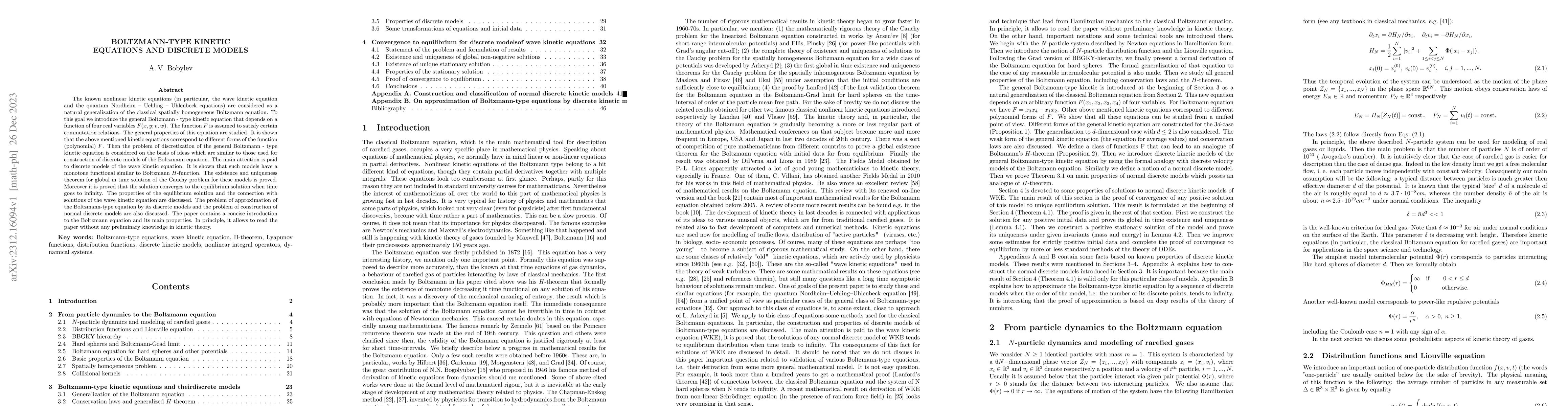 Thumbnail for Boltzmann-type kinetic equations and discrete models
