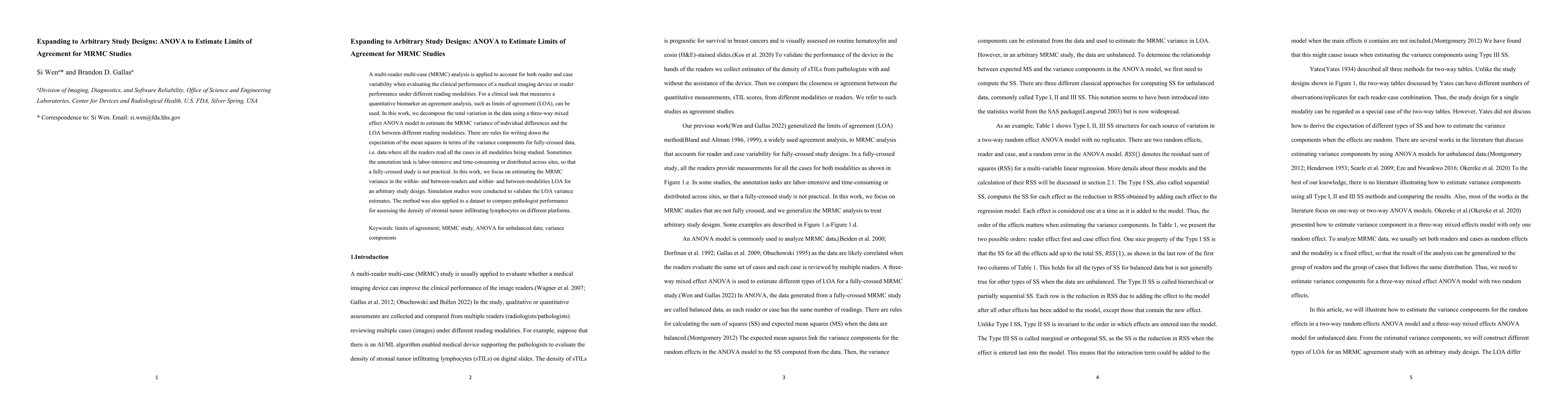 Thumbnail for Expanding to Arbitrary Study Designs: ANOVA to Estimate Limits of
  Agreement for MRMC Studies