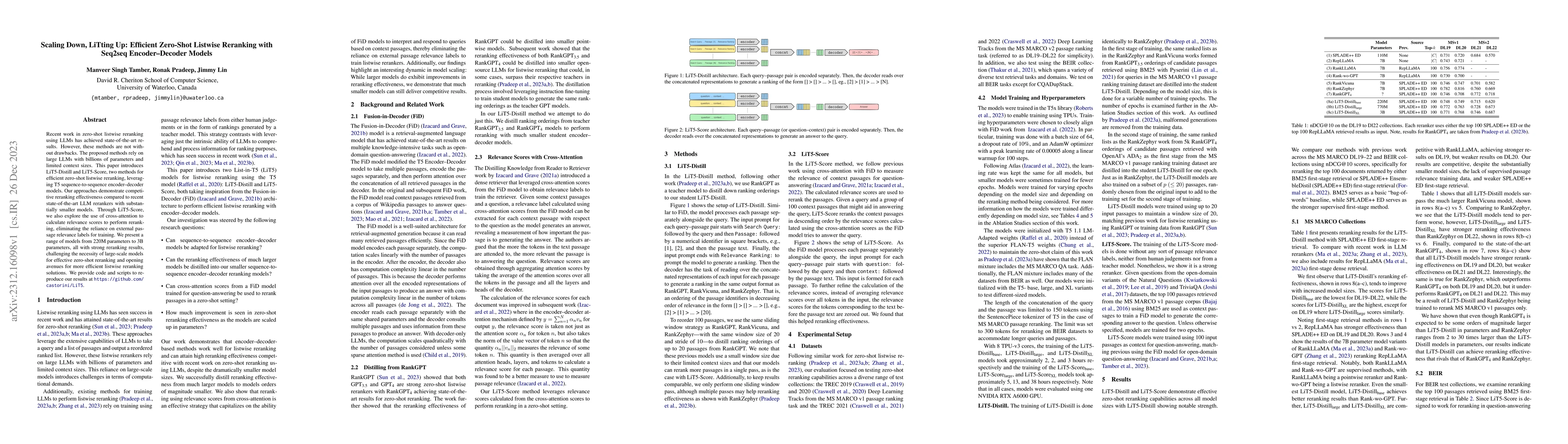 Thumbnail for Scaling Down, LiTting Up: Efficient Zero-Shot Listwise Reranking with
  Seq2seq Encoder-Decoder Models