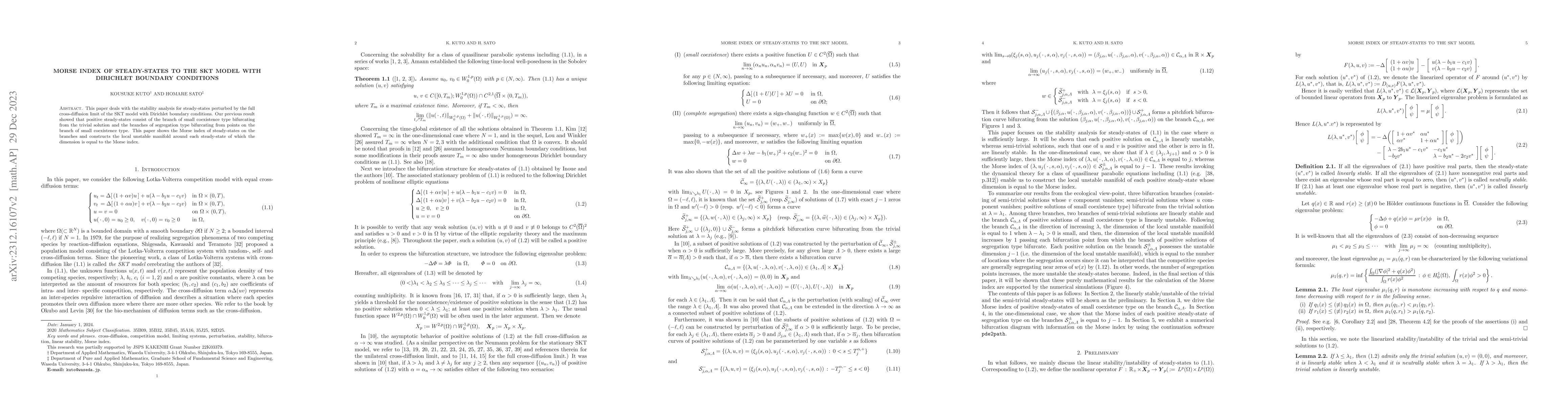 Thumbnail for Morse index of steady-states to the SKT model with Dirichlet boundary
  conditions