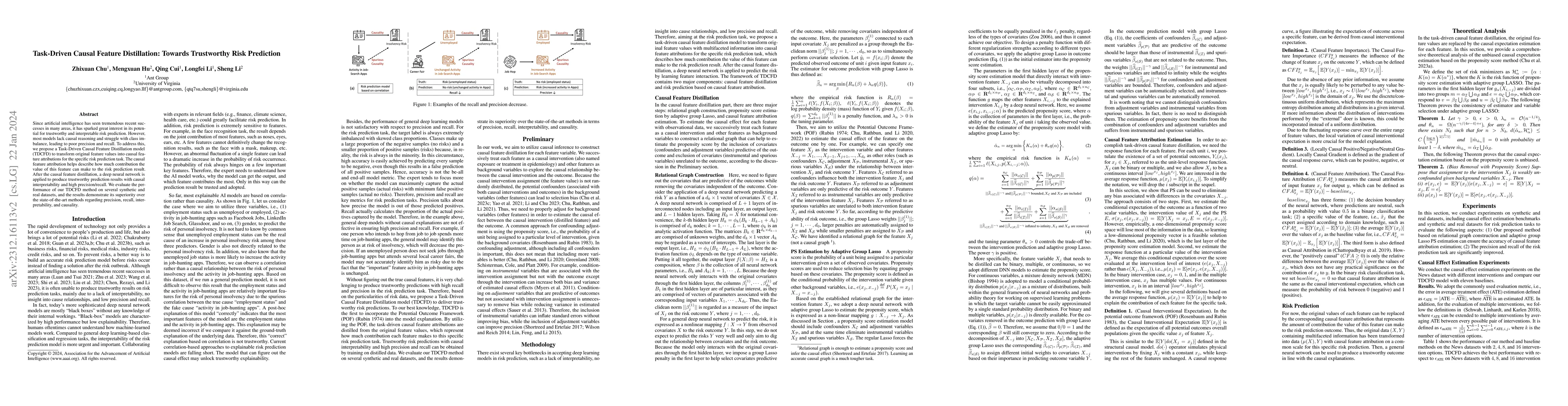 Thumbnail for Task-Driven Causal Feature Distillation: Towards Trustworthy Risk
  Prediction