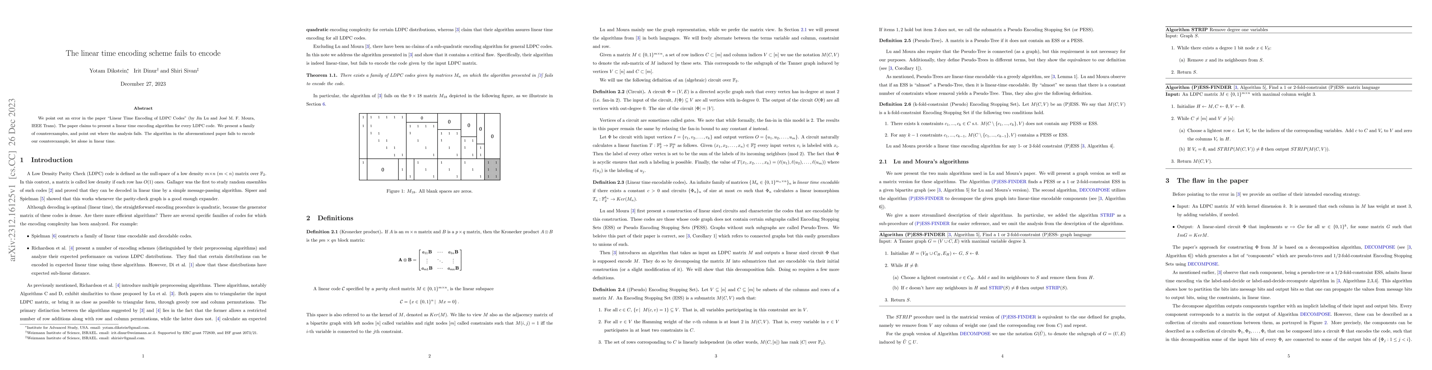 Thumbnail for The linear time encoding scheme fails to encode