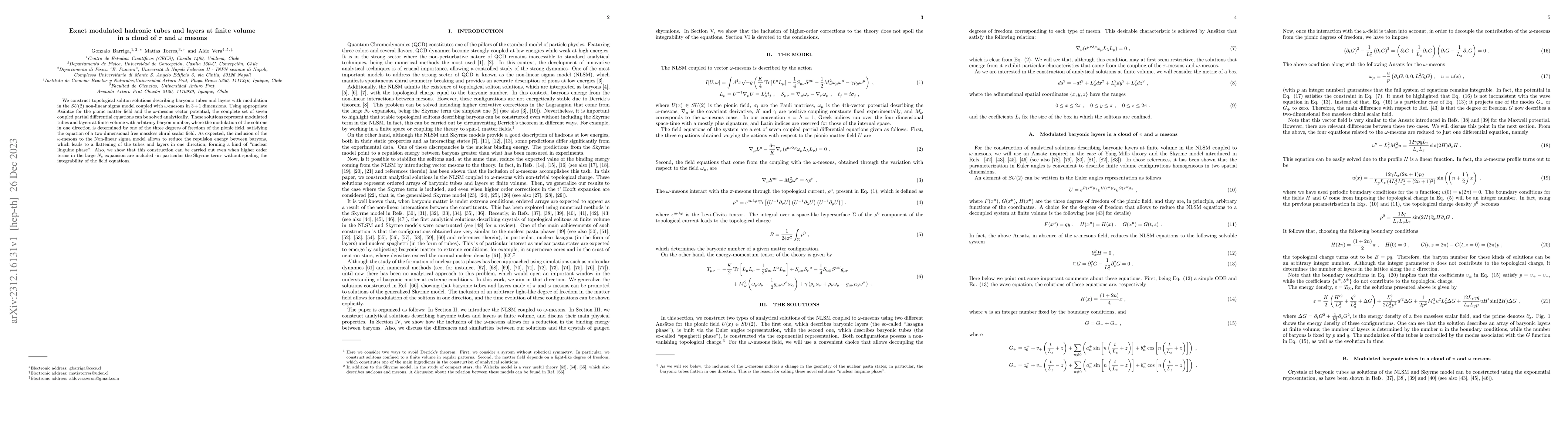Thumbnail for Exact modulated hadronic tubes and layers at finite volume in a cloud of
  $\pi$ and $\omega$ mesons