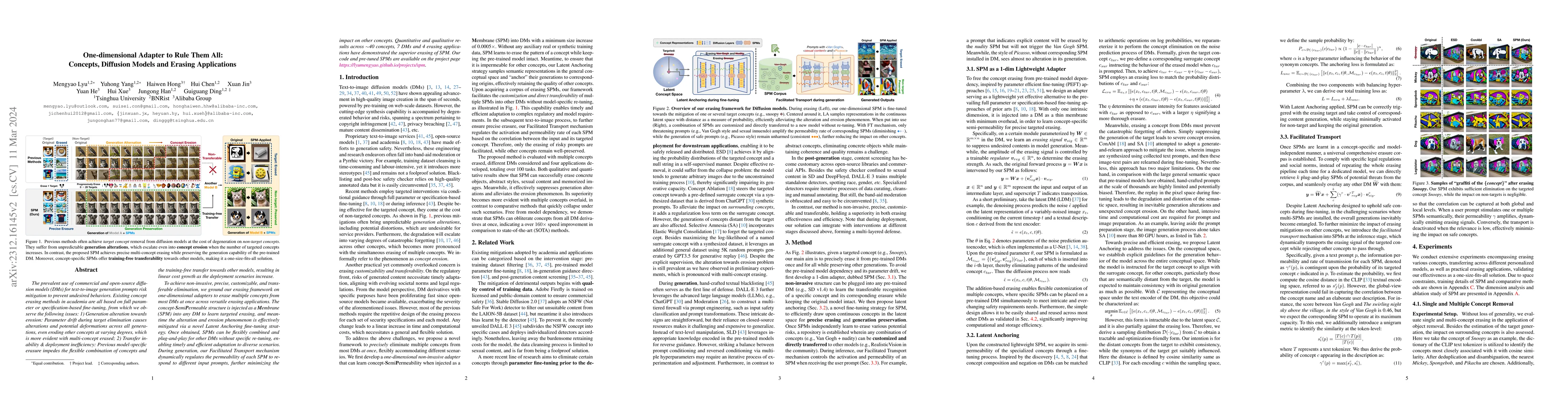 Thumbnail for One-Dimensional Adapter to Rule Them All: Concepts, Diffusion Models and
  Erasing Applications