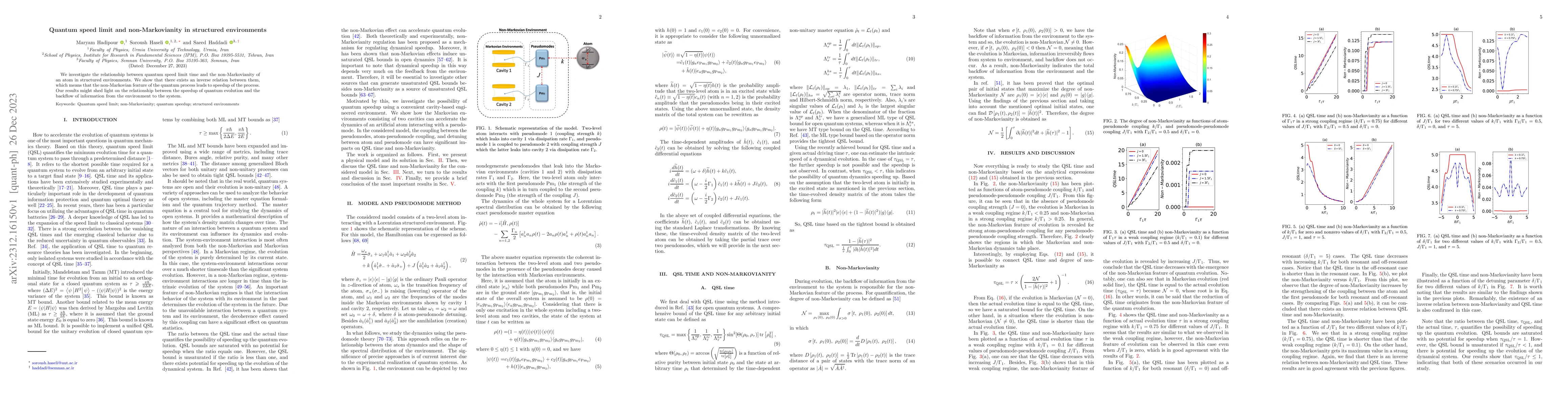 Thumbnail for Quantum speed limit and non-Markovianity in structured environments