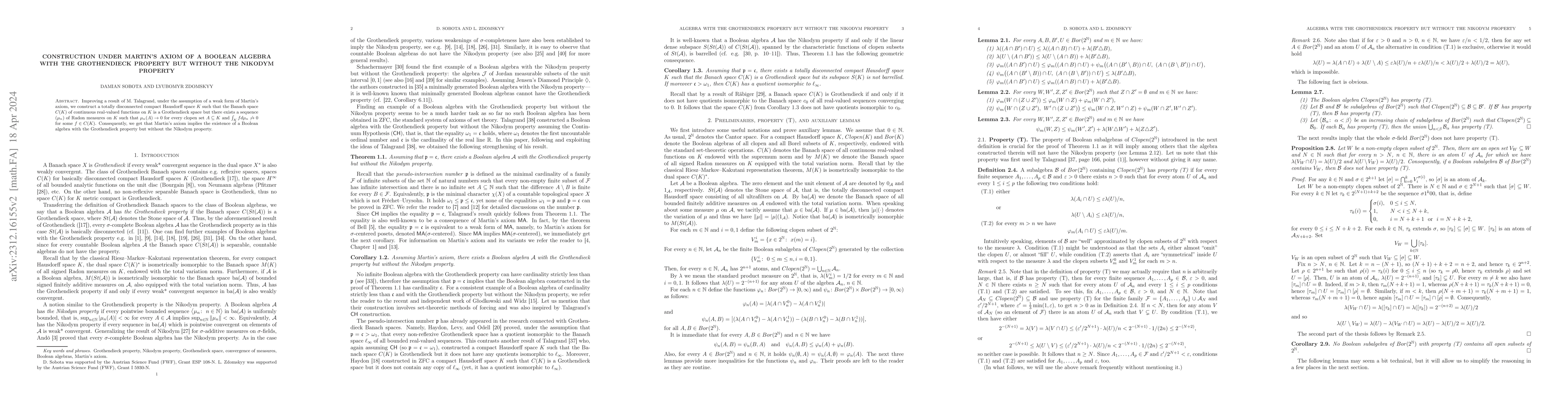 Thumbnail for Construction under Martin's axiom of a Boolean algebra with the
  Grothendieck property but without the Nikodym property