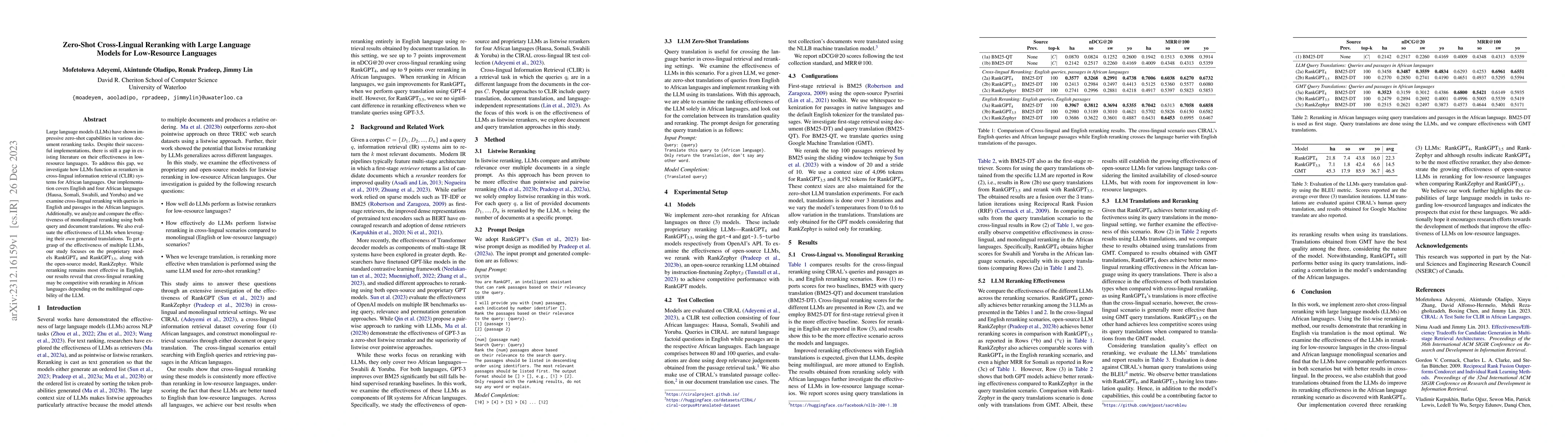 Thumbnail for Zero-Shot Cross-Lingual Reranking with Large Language Models for
  Low-Resource Languages