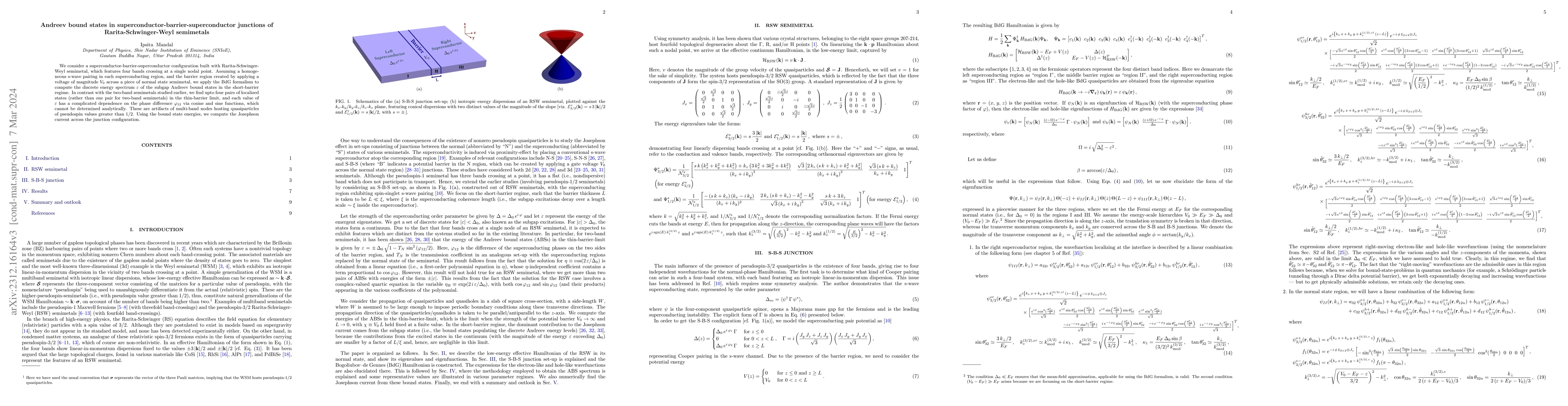 Thumbnail for Andreev bound states in superconductor-barrier-superconductor junctions
  of Rarita-Schwinger-Weyl semimetals