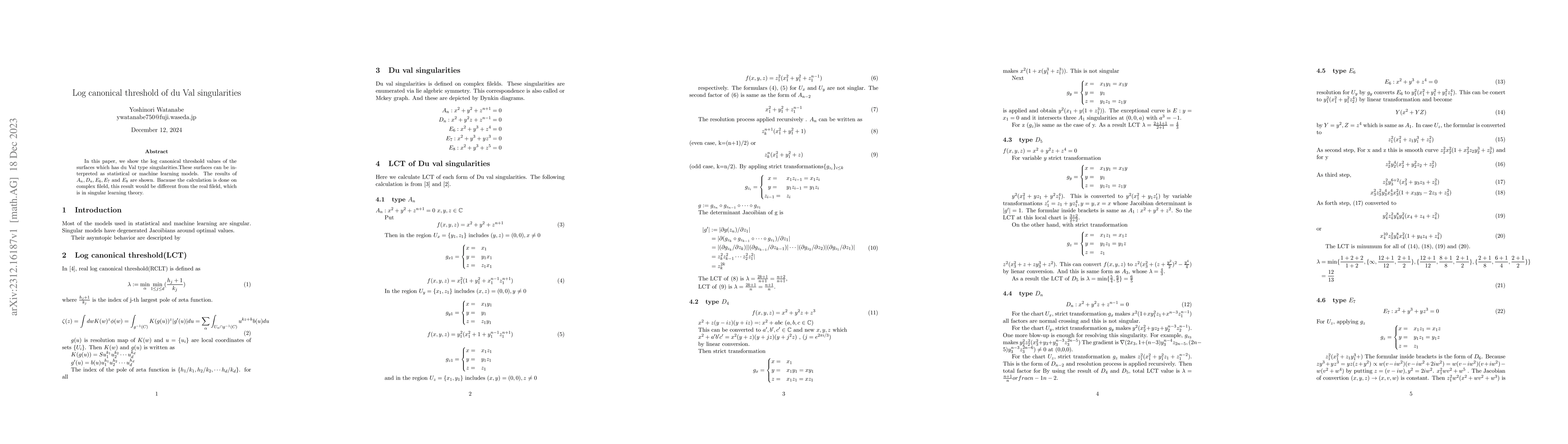 Thumbnail for Log canonical threshold of du Val singularities