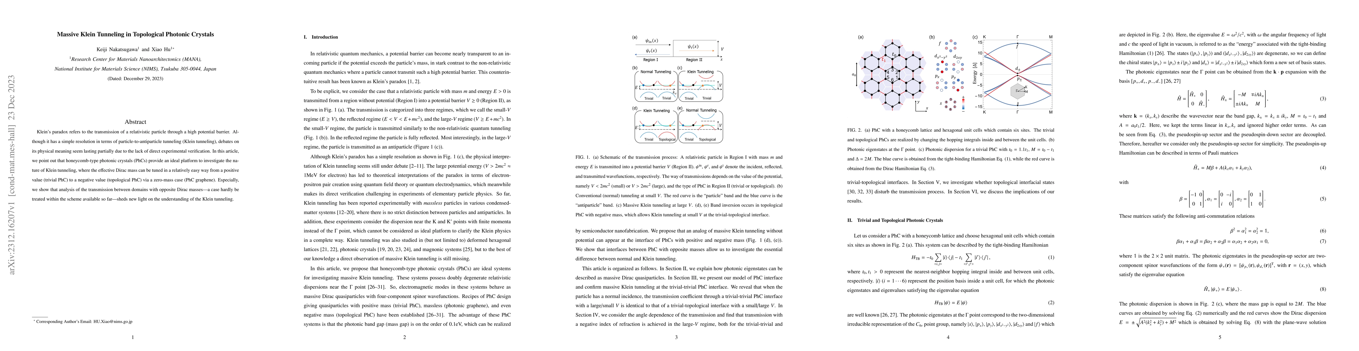 Thumbnail for Massive Klein Tunneling in Topological Photonic Crystals