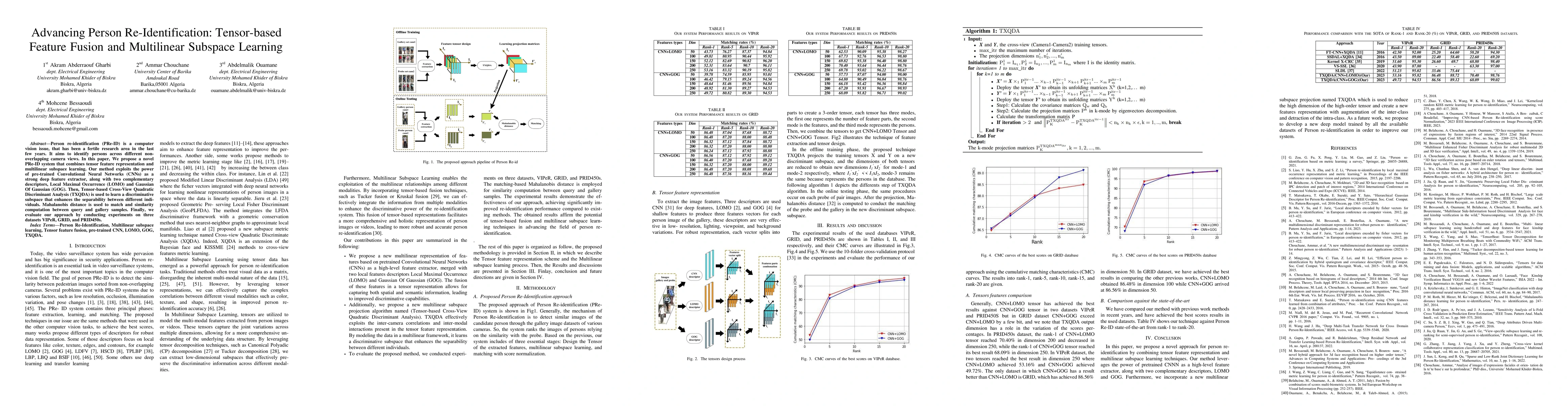 Thumbnail for Advancing Person Re-Identification: Tensor-based Feature Fusion and
  Multilinear Subspace Learning