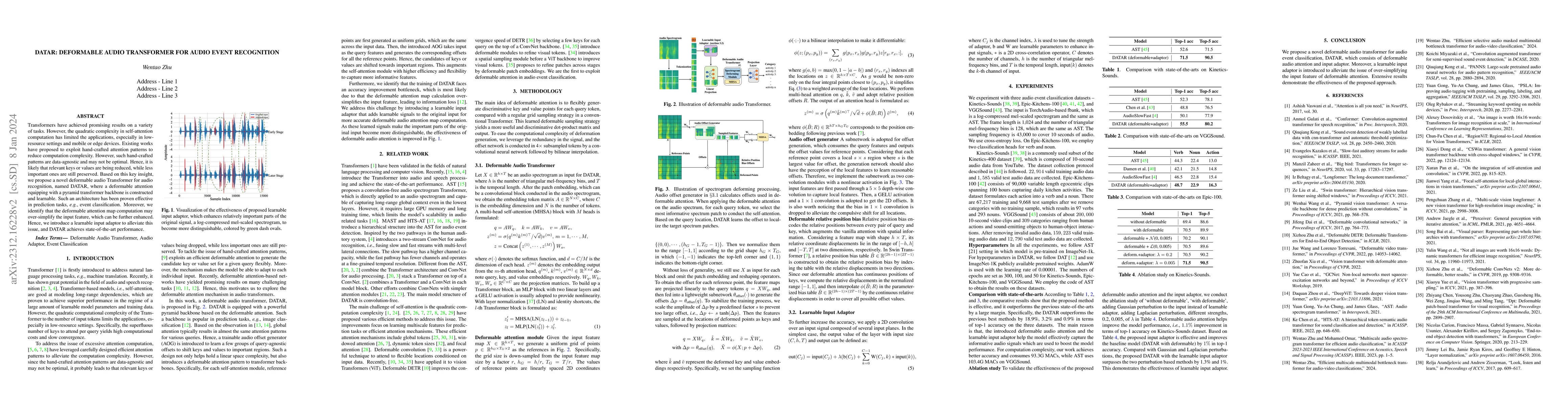 Thumbnail for Deformable Audio Transformer for Audio Event Detection