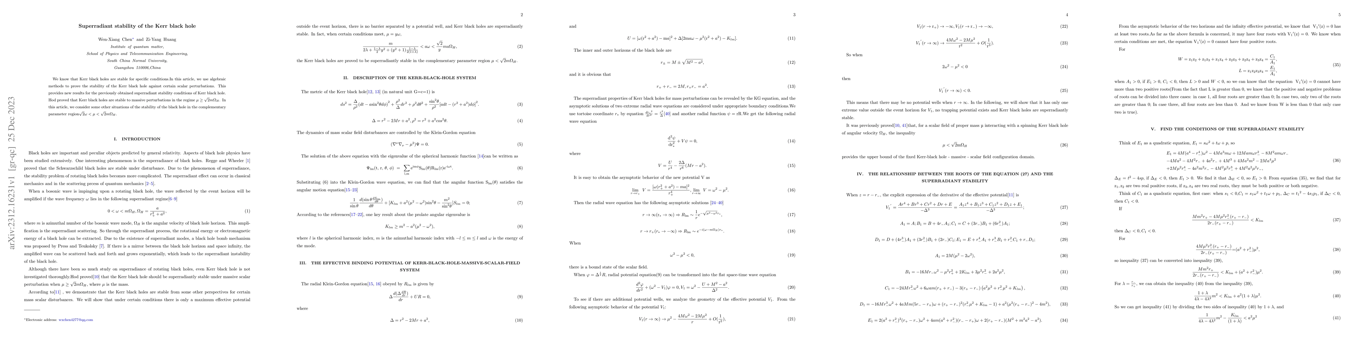 Thumbnail for Superradiant stability of the Kerr black hole