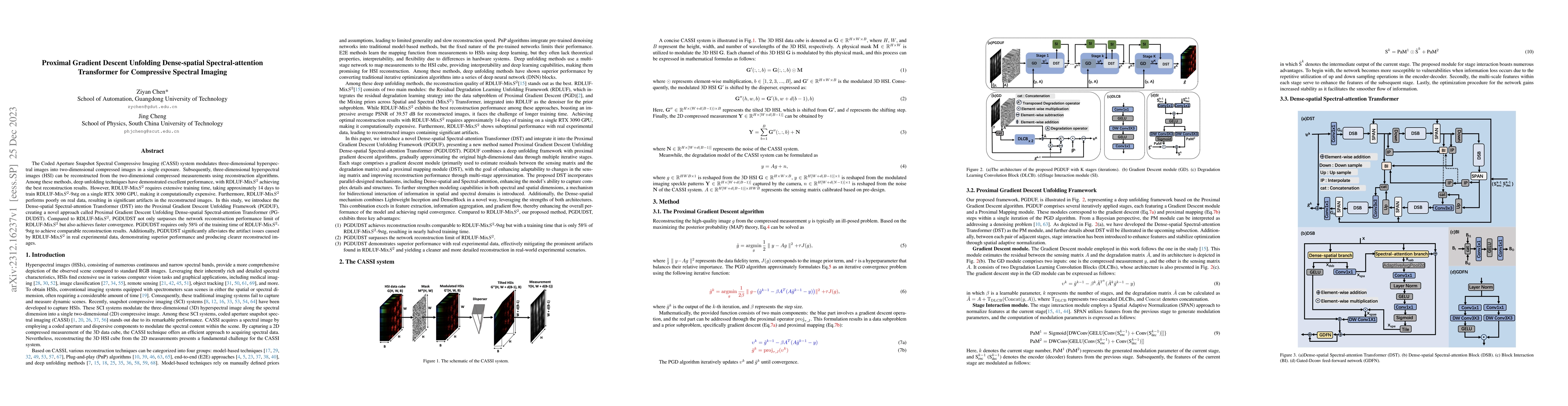 Thumbnail for Proximal Gradient Descent Unfolding Dense-spatial Spectral-attention
  Transformer for Compressive Spectral Imaging
