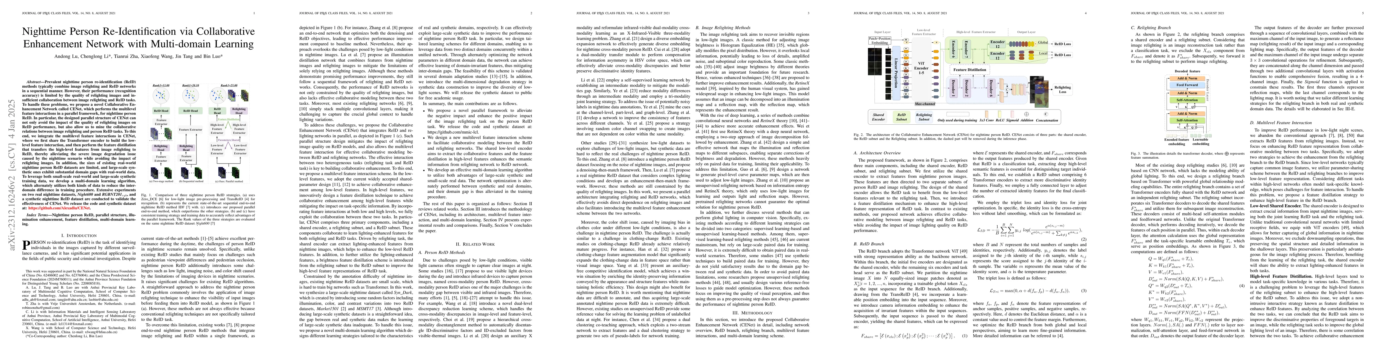 Thumbnail for Nighttime Person Re-Identification via Collaborative Enhancement Network
  with Multi-domain Learning